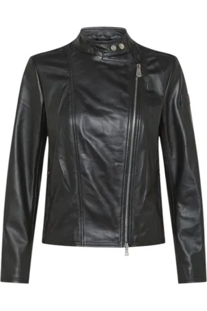 Peuterey Jakke, Dame, Sort, XS, Sort Bikerjakke med Asymmetrisk Lynlås