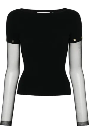 Sportmax Strik, Dame, Sort, L, Polyester, Sort sweater med bådhals