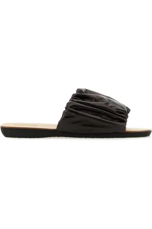 Jil Sander Sko, Dame, Brun, 35 1/2 EU, Læder, Elegante mørkebrune læder slippers
