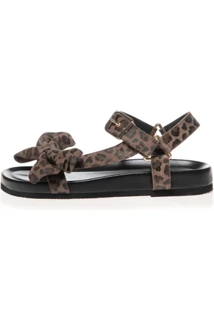 Copenhagen Shoes Sko, Dame, Brun, 40 EU, Uld, Leopard Print Sandal med Bue Detalje