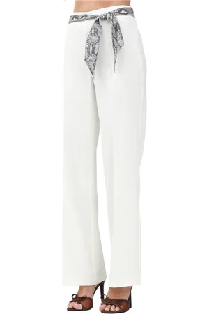 ONLY Bukser, Dame, Hvid, 2XL, Uld, Elegant Hvide Straight-Cut Bukser