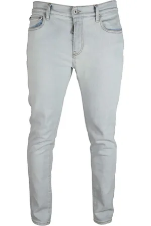 OFF-WHITE Jeans, Herre, Blå, W31, Bomuld, Lyseblå bomuldsjeans med grønt og blåt logo