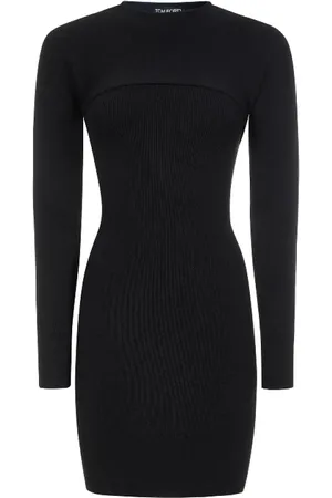 Tom Ford Kjole, Dame, Sort, S, Uld, Elegant Strikkjole