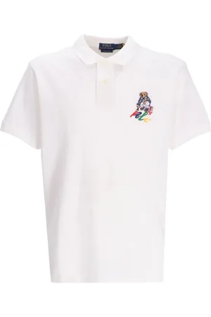 Ralph Lauren Top, Herre, Hvid, S, Bomuld, Bjørneprint Kortærmet Polo Shirt