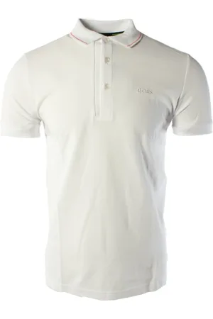 HUGO BOSS Top, Herre, Hvid, L, Bomuld, Slim Fit Hvid Bomulds Polo Shirt
