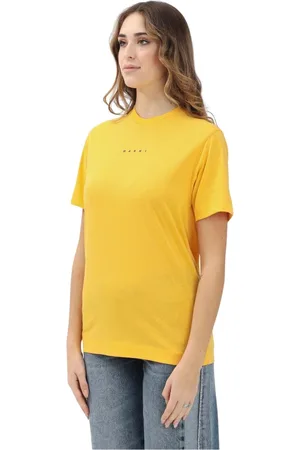 Marni Top, Dame, Gul, XS, Bomuld, Gul kortærmet t-shirt med logo print