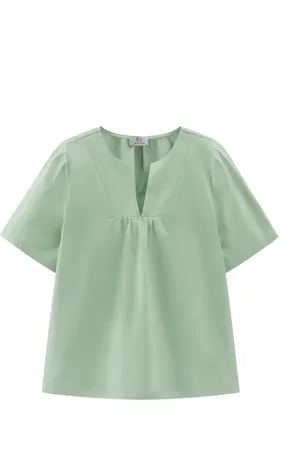Woolrich Bluser & Skjorter, Dame, Grøn, M, Bomuld, Let bomuldspoplin bluse