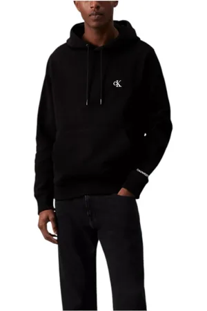 Calvin Klein Sweathshirts & Hoodies, Herre, Sort, M, Bomuld, Sort hættetrøje med broderet logo