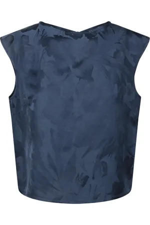 Incotex Top, Dame, Blå, S, Blå Blomstret Jacquard Ærmeløs Top