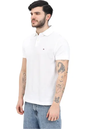 Tommy Hilfiger Top, Herre, Hvid, 2XL, Bomuld, 1985 Collection Regular Fit Piqué Polo T-shirt