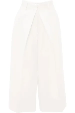 J.W.Anderson Bukser, Dame, Hvid, M, Polyester, Hvide Casual Bukser med Læg foran