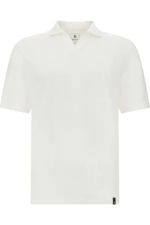 Boggi Milano Top, Herre, Hvid, XL, Linned, Stretch Linned Jersey Poloshirt