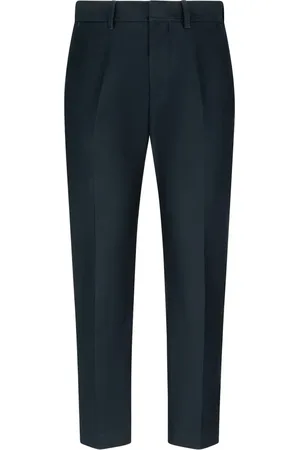 Tom Ford Bukser, Herre, Blå, W30, Bomuld, Navy Cotton Plisserede Bukser