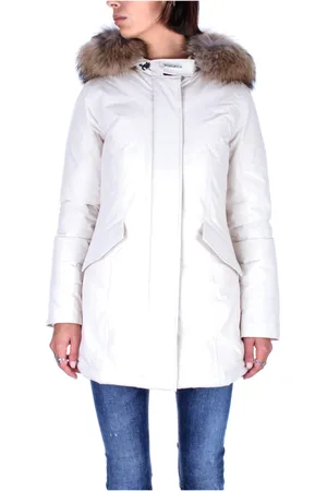 Woolrich Frakke, Dame, Hvid, M, Uld, Zip Frakke med Forlommer