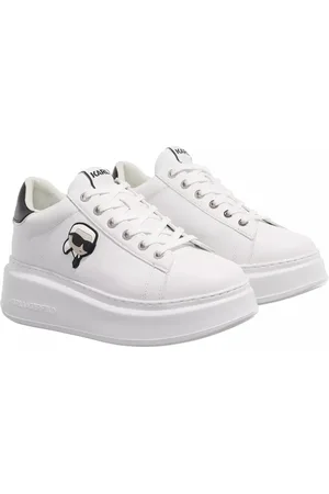 Karl Lagerfeld Sko, Dame, Hvid, 39 EU, Læder, Hvide Lace Loafers med Logo Detaljer