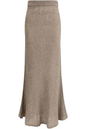 Lisa Yang Nederdel, Dame, Brun, XS, Cashmere, Cashmere Strik Flare Midi Nederdel