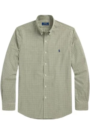 Ralph Lauren Skjorte, Herre, Grøn, L, Bomuld, Stribet bomuldsblandet skjorte