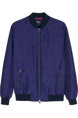 Kiton Jakke, Herre, Blå, 2XL, Polyester, Speckle Print Bomberjakke