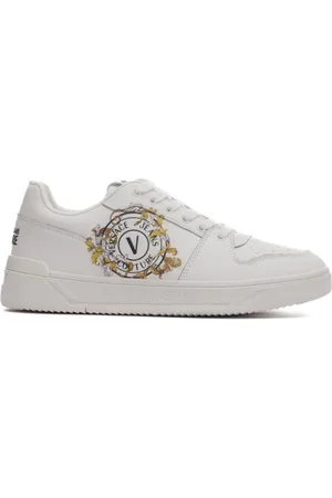 VERSACE Sko, Herre, Hvid, 40 EU, Hvide Sneakers med Logo Print