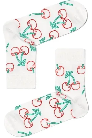 Happy Socks Undertøj, Dame, Hvid, S, Bomuld, Frugtprint Crew Socks til Kvinder