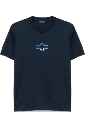 Paul & Shark Top, Herre, Blå, M, Bomuld, T-shirt i Supima®-bomuldsjersey med Fin-broderi