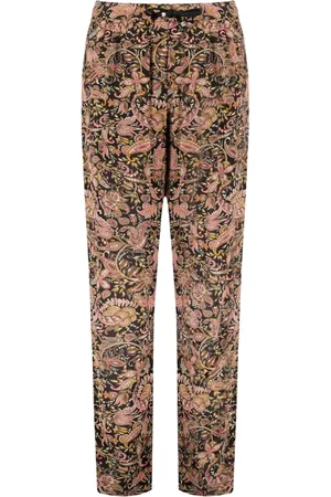 Isabel Marant Bukser, Dame, Flerfarvet, 2XS, Sort/Oker Viskose Bukser
