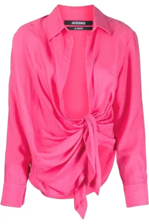 Jacquemus Bluser & Skjorter, Dame, Lyserød, M, La Chemise Bahia Draped Shirt