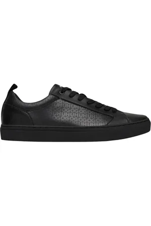 HUGO BOSS Sko, Herre, Sort, 42 EU, Læder, Sort læder lavtop sneakers