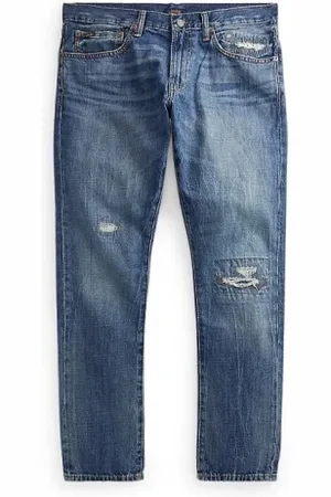 Ralph Lauren Jeans, Herre, Blå, W32 L34, Denim, Blå Straight Fit Denim Jeans