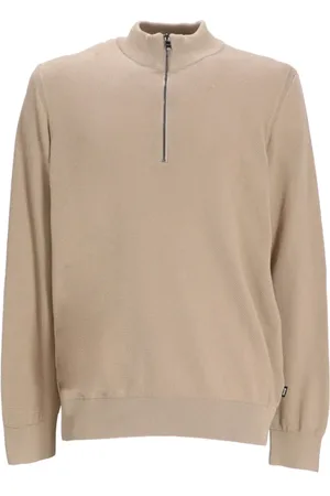 HUGO BOSS Strik, Herre, , L, Bomuld, Sweater med Lynlås