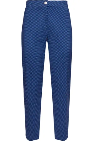 Elena Miro Bukser, Dame, Blå, M, Jacquard Stretch Teknisk Lige Bukser