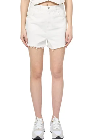 Patrizia Pepe Shorts, Dame, Hvid, W27, Bomuld, Hvide shorts med lynlås og bæltestropper