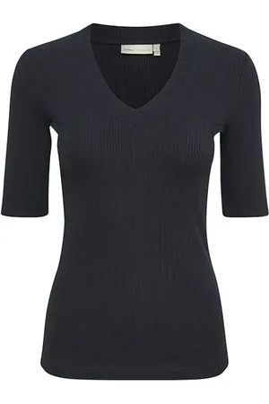 INWEAR Top, Dame, Sort, L, Bomuld, V-Neck T-Shirt