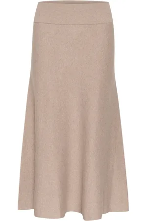 INWEAR Nederdel, Dame, , 3XL, Uld, Gråmeleret striknederdel med flæser