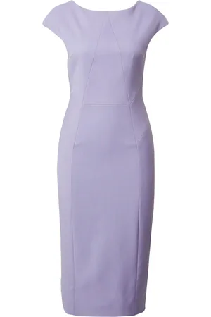 HUGO BOSS Kjole, Dame, Lilla, S, Uld, Lilla Midi Etuikjole med Slids