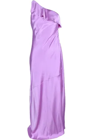 ACCESS FASHION Kjole, Dame, Lilla, M, Polyester, Lang kjole med lynlåslukning