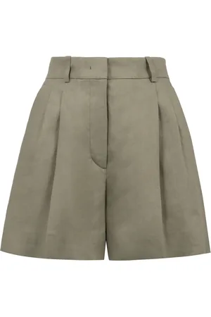 Kiton Shorts, Dame, Grøn, XS, Linned, Plisserede Linnedshorts