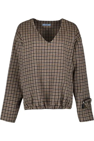 Prada Bluser & Skjorter, Dame, Flerfarvet, XS, Uld, Vintage Ternet V-hals Sweater