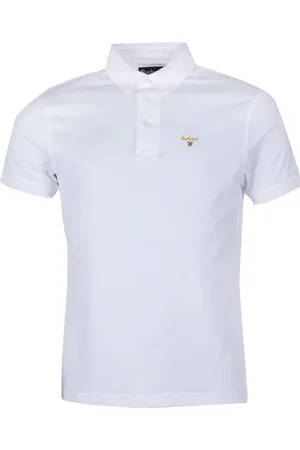 Barbour Top, Herre, Hvid, XL, Bomuld, Hvid Merceriseret Pique Polo Skjorte