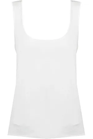 Patrizia Pepe Top, Dame, Hvid, L, Ærmeløs top med glitrende logo