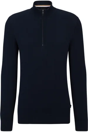 HUGO BOSS Strik, Herre, Blå, XL, Uld, Turtleneck Sweater