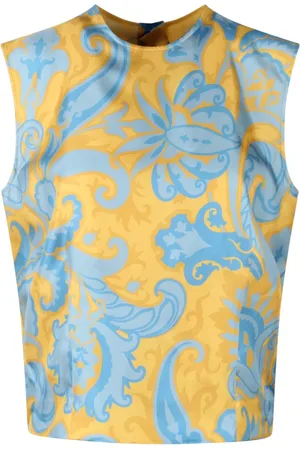 Etro Top, Dame, Flerfarvet, S, Silke Paisley Print Ærmeløs Top