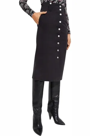 Isabel Marant Nederdel, Dame, Sort, XS, Denim, Sort denim nederdel med knapper