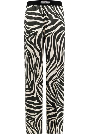 Tom Ford Bukser, Dame, Sort, S, Uld, Animalier Print Silkebukser