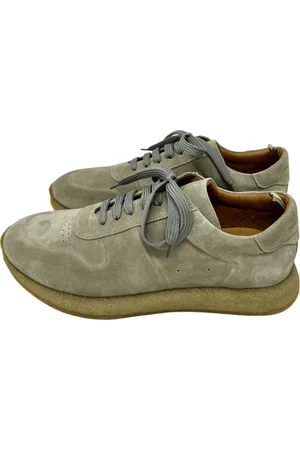 Officine creative Sko, Herre, Grøn, 43 EU, Læder, Legend Velour Sneaker, Sand