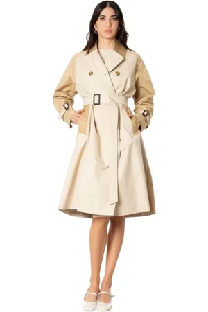 Max Mara Frakke, Dame, , XS, Bomuld, To-farvet trenchcoat med bælte