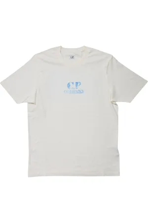 C.P. Company Top, Herre, Hvid, XS, Bomuld, Hvid T-shirt med Malet Logo