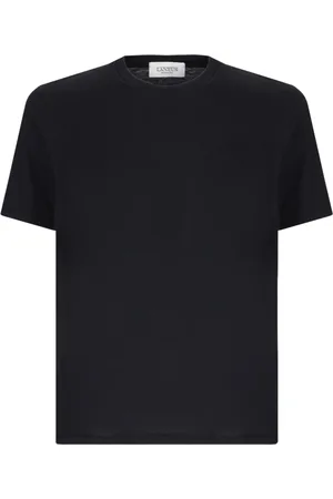 LANEUS Top, Herre, Sort, L, Bomuld, Rund hals T-shirt i bomuld og silke