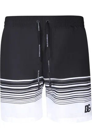 Dolce & Gabbana Badetøj, Herre, Sort, S, Uld, Sort Stribet Badetøj Ss24