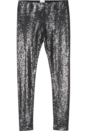 Isabel Marant Bukser, Dame, Grå, XS, Uld, Sequin-udsmykkede stretch leggings